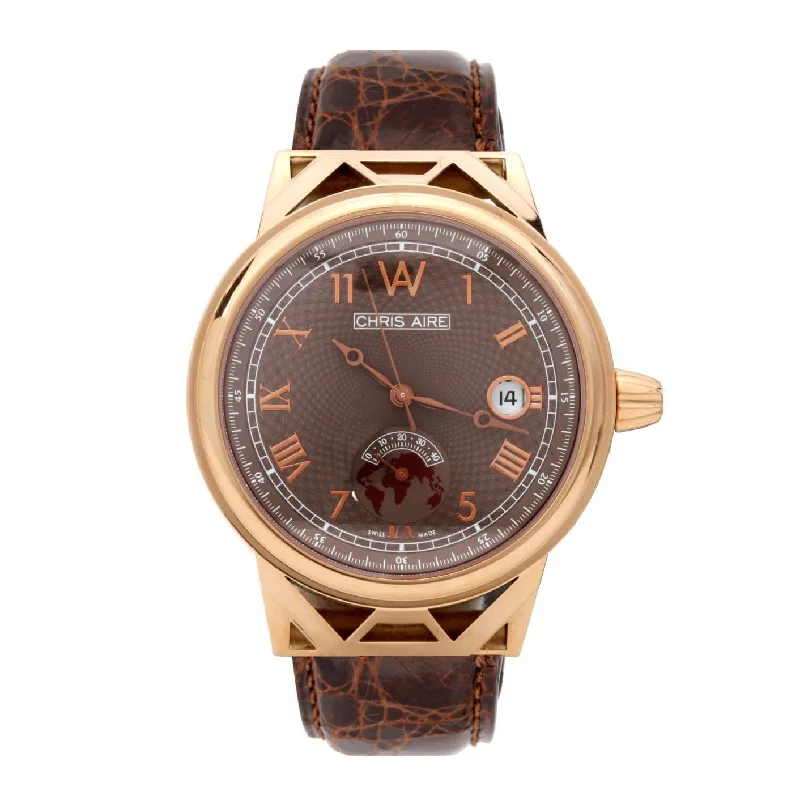 Men’s Gold Watch - Aire Capitol Hill Watch Swiss Made 18-Karat Solid Gold Power Reserve Luxury Rare Watch - Red Gold®