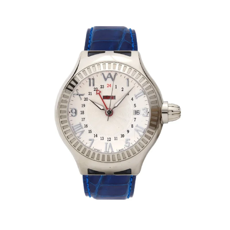 White Gold Watch - Aire Parlay GMT Swiss Made Automatic GMT Solid White Gold Unisex Watch