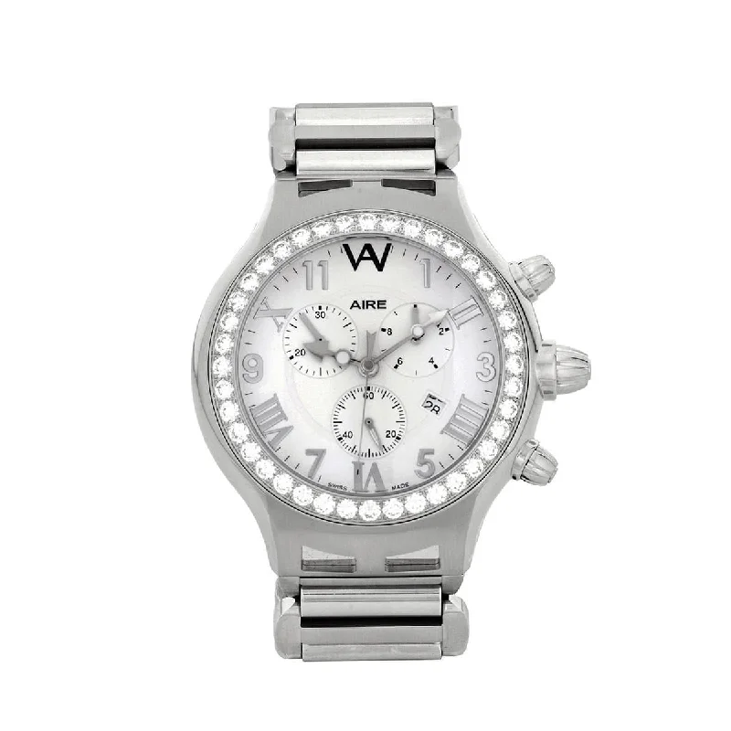 Watch - Aire Parlay Swiss Made Quartz Chronograph Over-Sized Mens Diamond Watch For Men