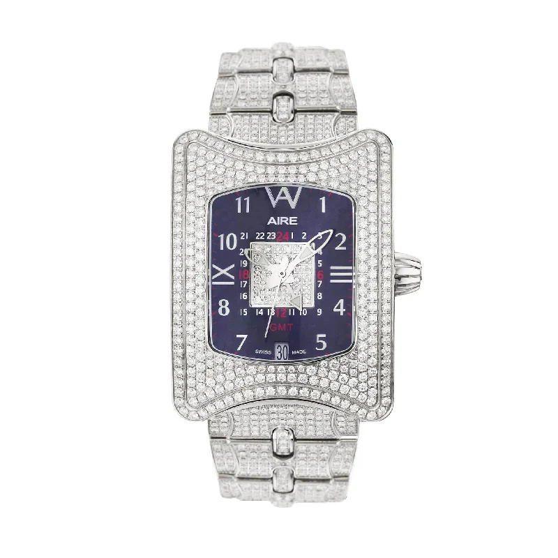 Watch - Aire Traveler II GMT Automatic Watch Swiss Made Full Diamond Watch For Men And Women