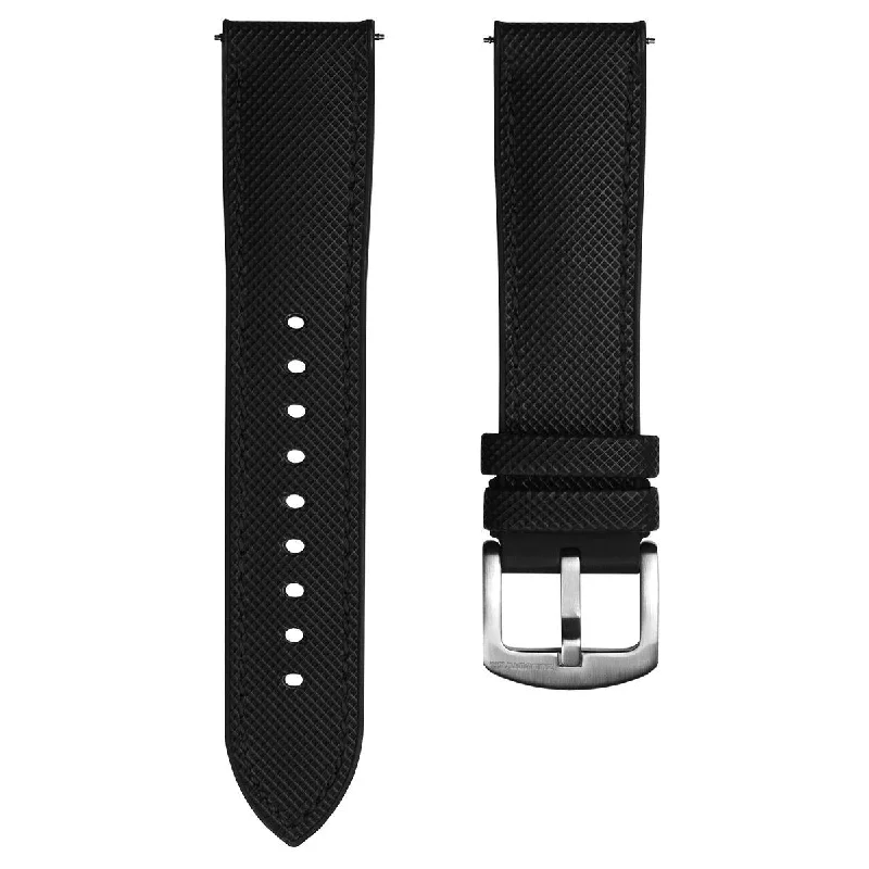 ANVIL FKM Rubber Watch Strap - Black / Black