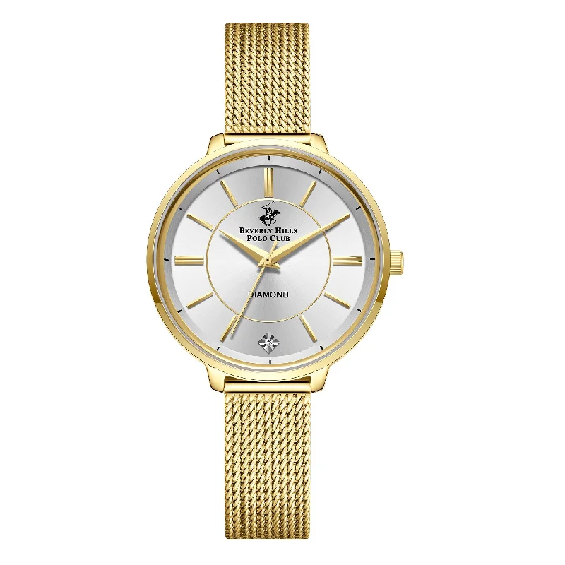 BEVERLY HILLS POLO CLUB Women’s Gold Mesh Strap Watch – BP3312X.130