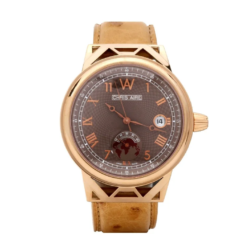 Men’s Gold Watch - Aire Capitol Hill Watch Swiss Made 18 Karat Solid Gold Power Reserve Luxury Rare Watch - RED GOLD®