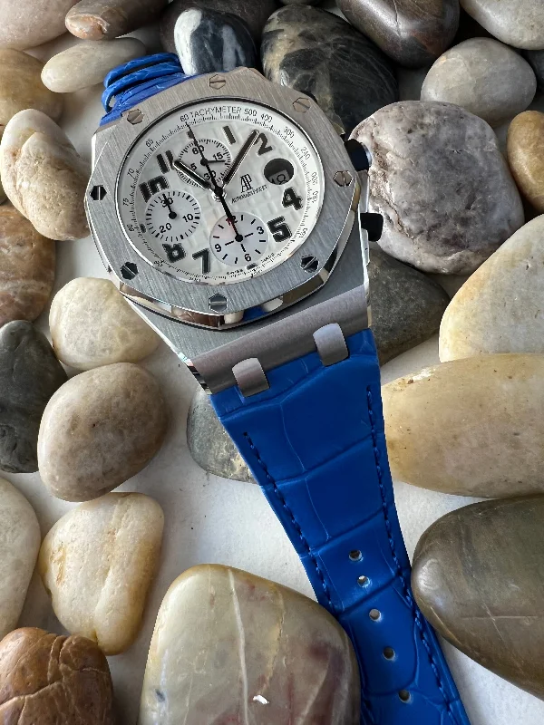 Capolavoro Electric Blue Alligator Leather Strap For Audemars Piguet Royal Oak Offshore