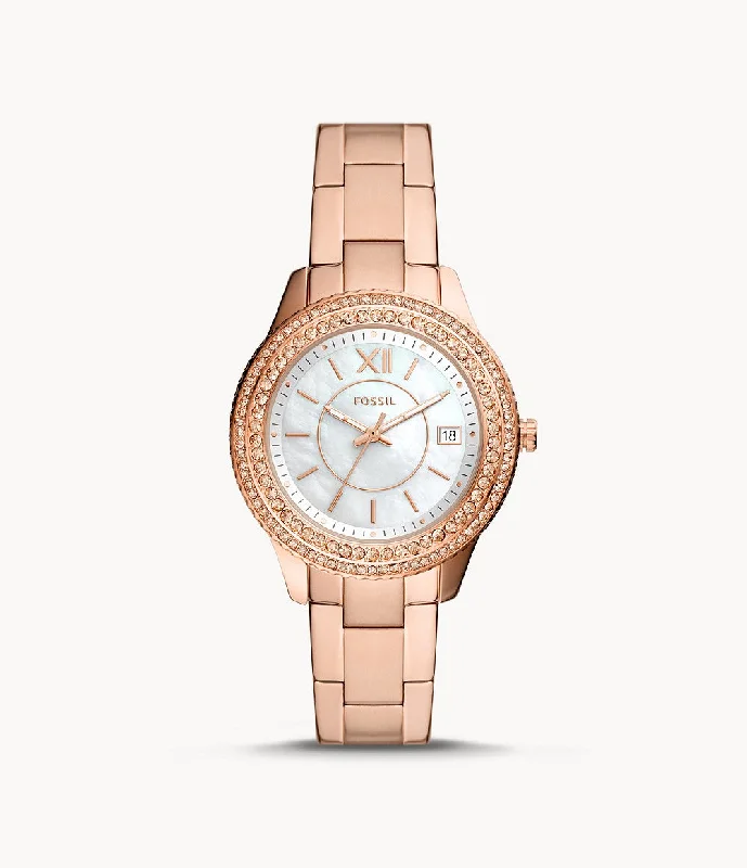 Stella Three-Hand Date Rose Gold-Tone Stainless Steel Watch ES5131