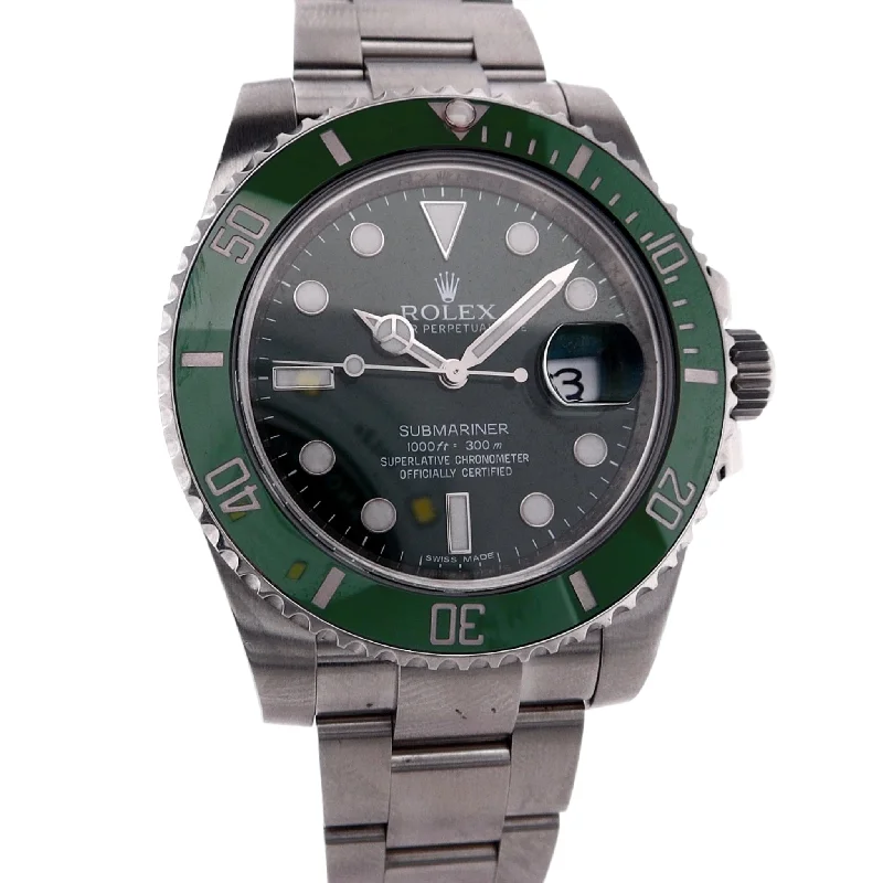 Estate Rolex Stainless Steel Oyster Perpetual Datejust Submariner Hulk Green Dial 116610 C.2010