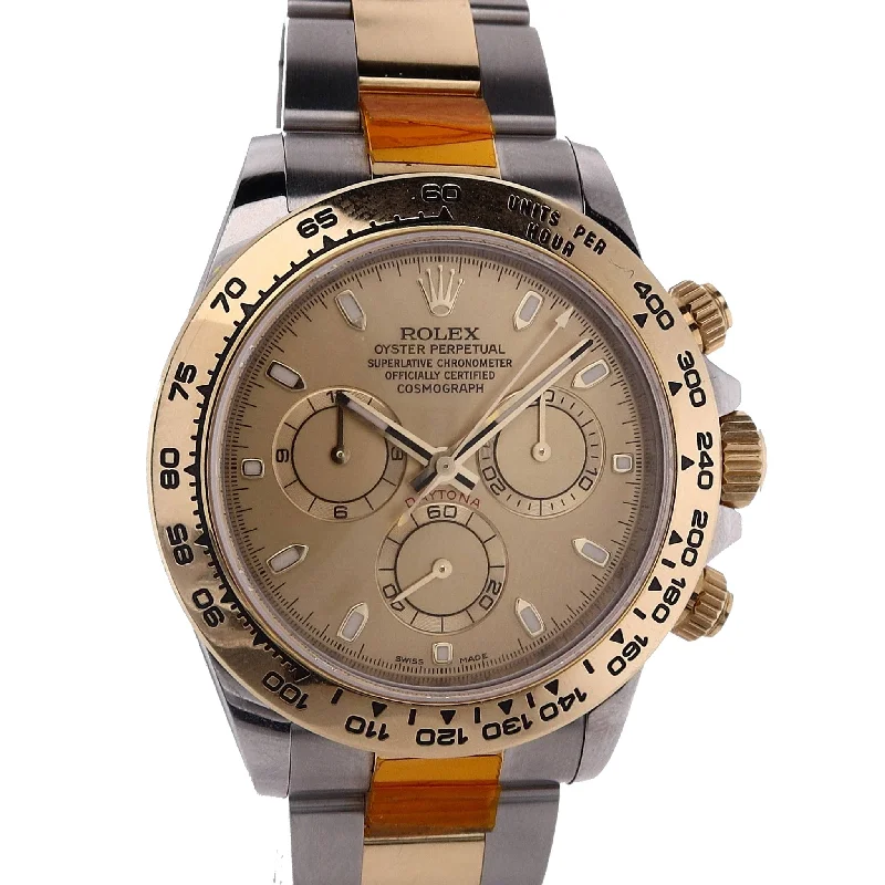 Estate Rolex Two-Tone Gents Cosmograph Daytona Champagne Chronograph Dial 116503 W/Box & Card C