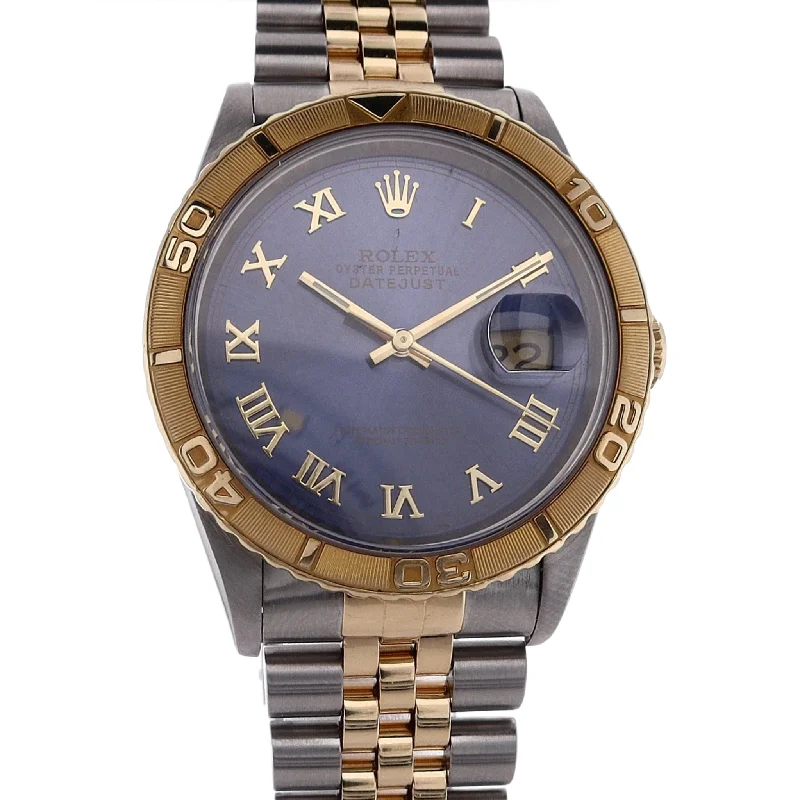 Estate Rolex Two Tone Gents Oysterperpetual Datejust 36mm Blue Roman Dial 16263 With Box C.2001