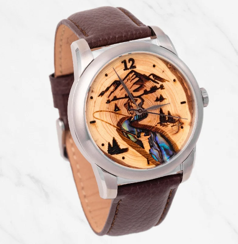 Fly Fishing Themed Wood Watch