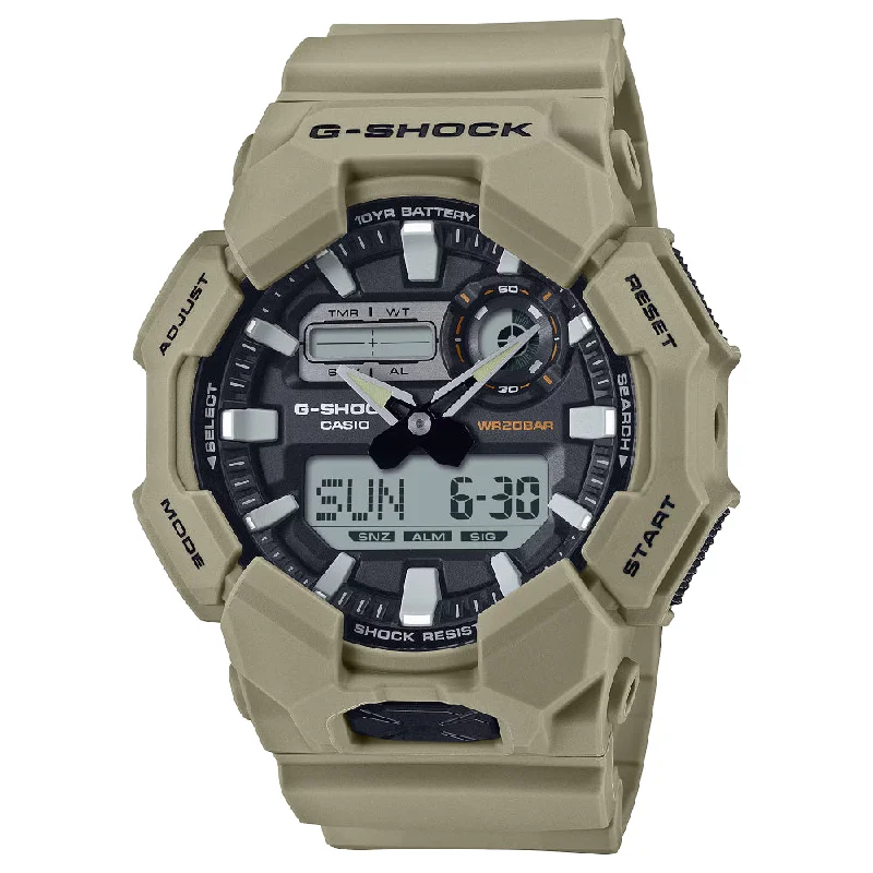 G-Shock Analog/Digital GA-010 Series Watch - Grey Dial With Brown Case and Band