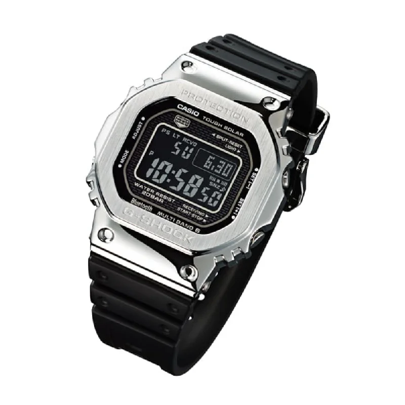 G-Shock Full Metal Solar Silver Tone Watch - Black Dial and Resin Strap