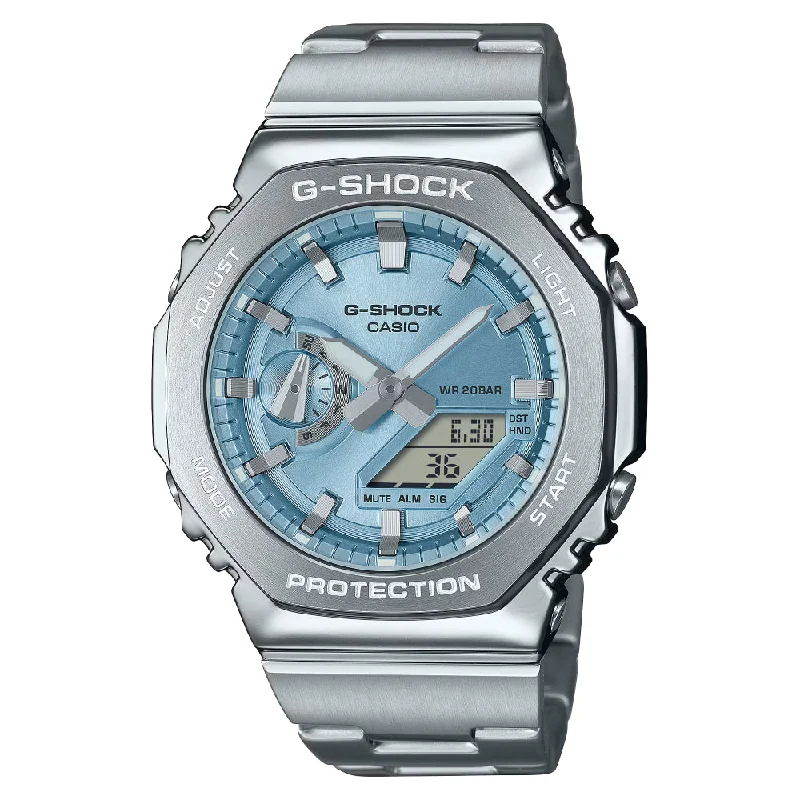 G-Shock G-Steel 2100 Series Silver Tone Watch - Blue Dial