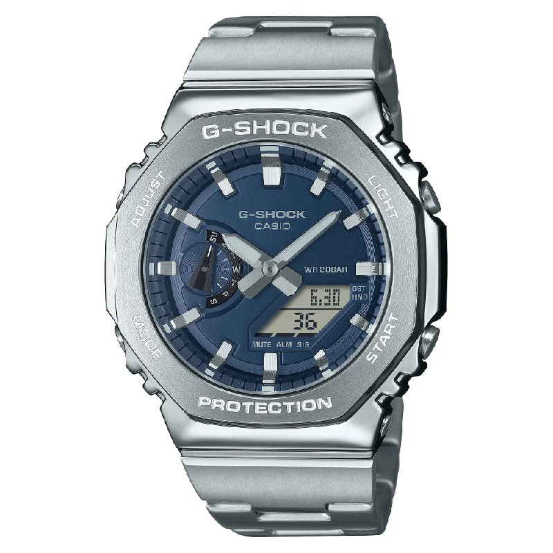 G-Shock G-Steel 2100 Series Silver Tone Watch - Navy Dial