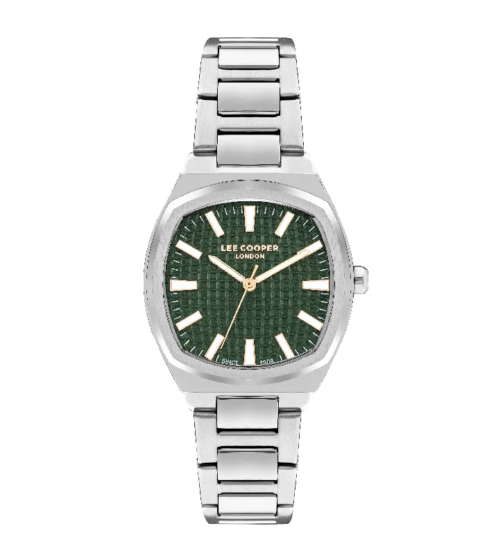 Lee Cooper Women's 33MM Silver Analog Green Dial Watch – LC07985.370