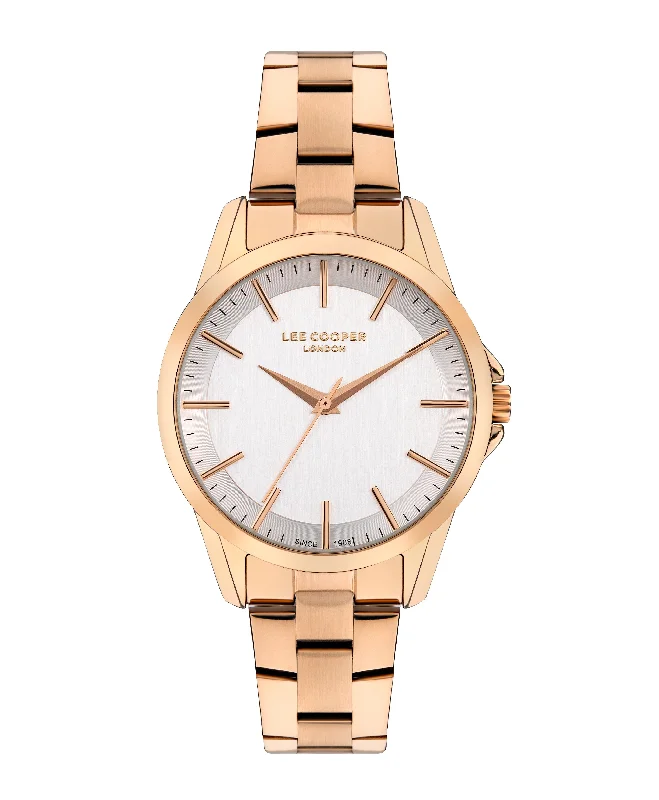 Lee Cooper Women's 34 MM Rose Gold Analog Metal Strap Watch – LC07923.430