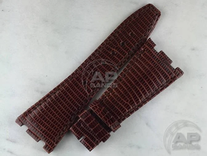 Lucertole Shiny Chocolate Lizard Leather Strap For Audemars Piguet Royal Oak Offshore