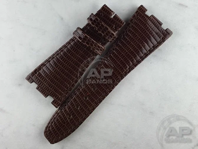 Lucertole Shiny Cigar Brown Lizard Leather Strap For Audemars Piguet Royal Oak Offshore