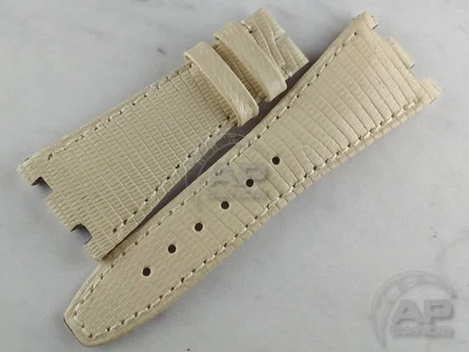 Lucertole Shiny Cream Lizard Leather Strap For Audemars Piguet Royal Oak Offshore