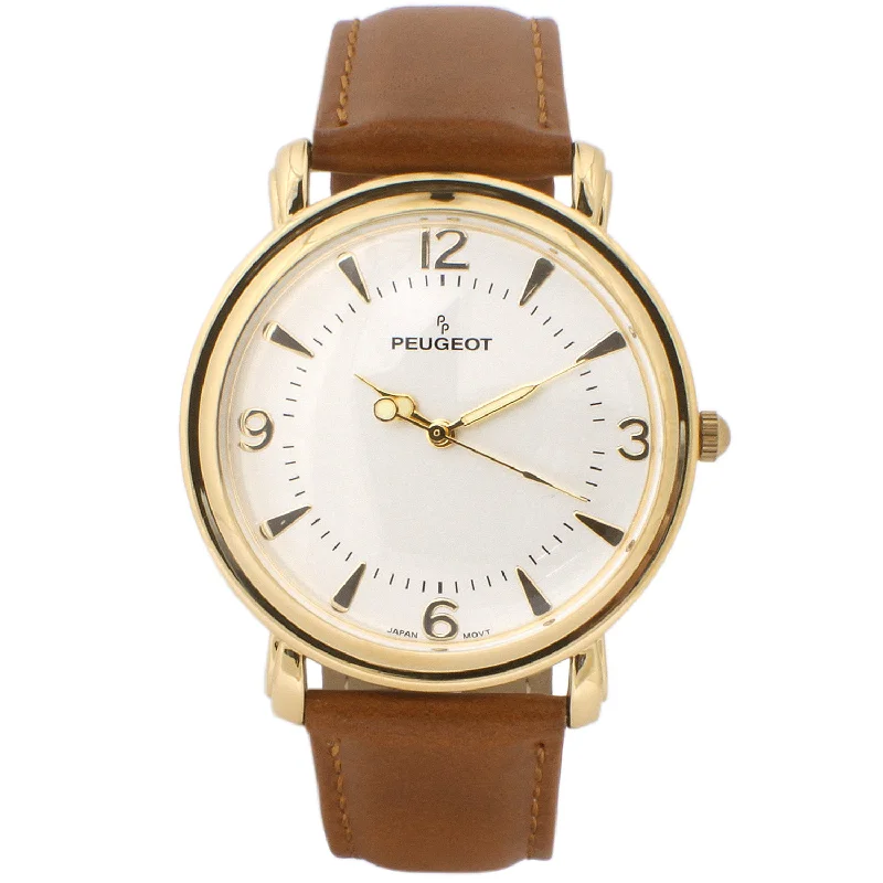 Men 38mm Gold Retro Design Calf Skin Leather Strap watch