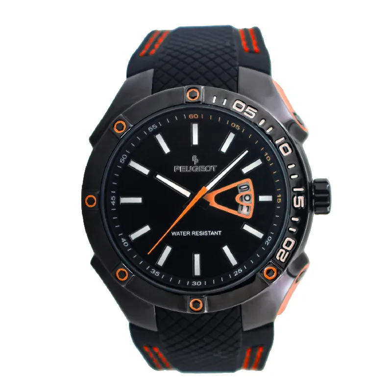 Men's 44mm Orange Sport Calendar Stitched Rubber Band Watch