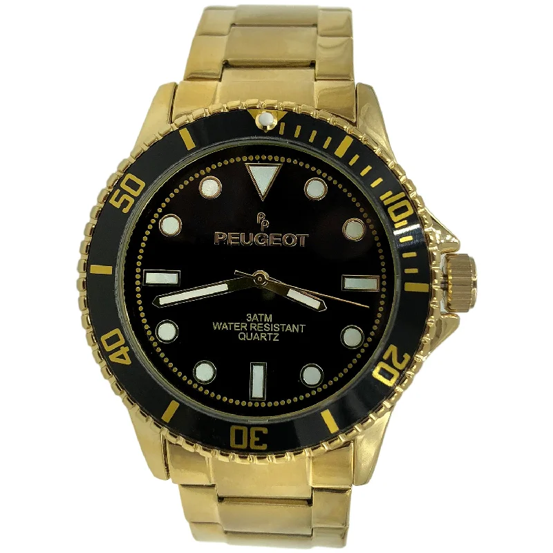 Men's 40mm Sport Watch with Rotating Bezel-Stainless Steel Gold Bracelet