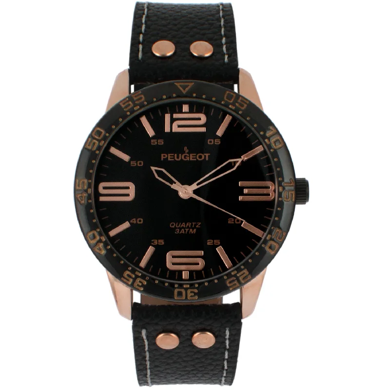 Men's 44mm Brown Bold Numeral Sport Leather Strap Watch