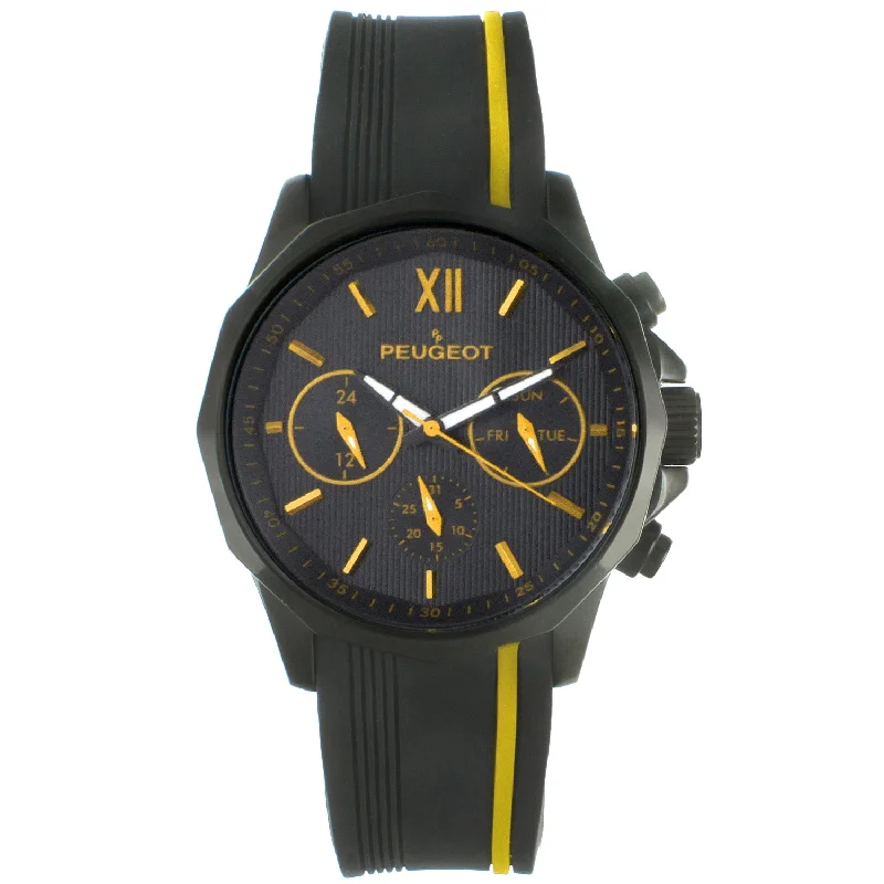 Men's 46mm Yellow Multi-Function Sport Rubber Watch