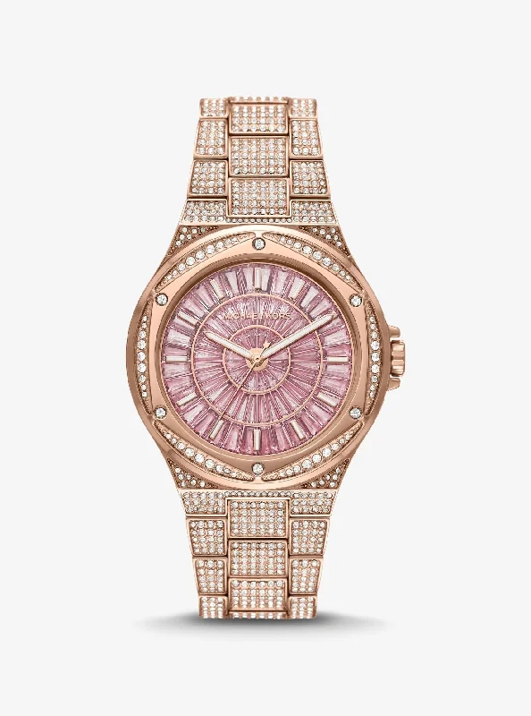 Oversized Lennox Pavé Rose Gold-Tone Watch