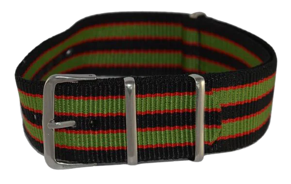 Nylon Strap Black, Red and Green