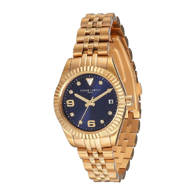 Opéra Timbre Women’s Watch - Gold Case, Blue Dial with Crystal Indexes and Gold Jubilee Strap