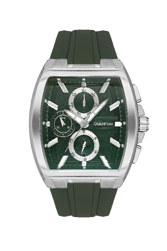 Quantum Men's Green Chronograph Silicone Strap Watch – HNG997.375