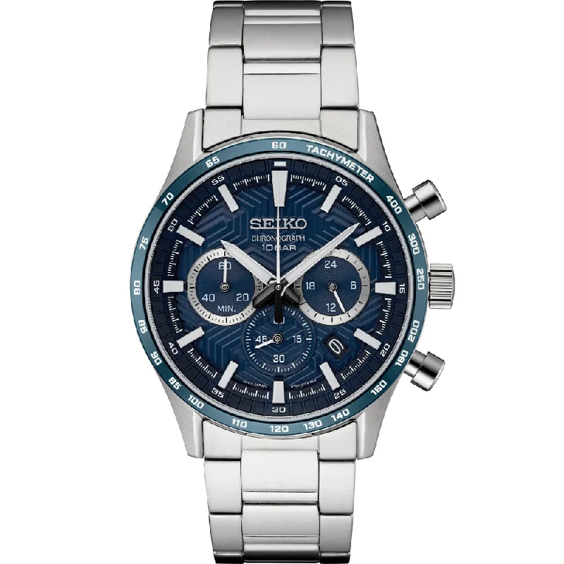 Seiko Essentials 43mm Chronograph Blue Dial, SSB445