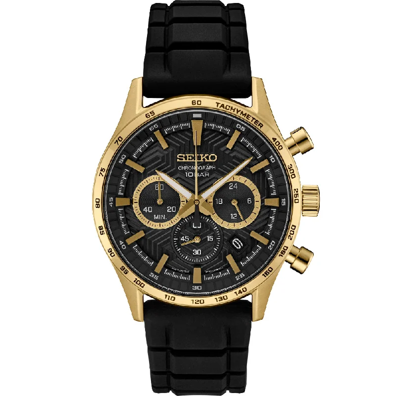 Seiko Essentials 43mm Chronograph Gold & Black, SSB446