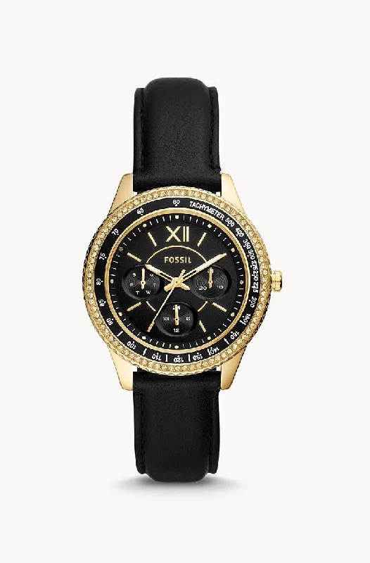 Stella Multifunction Black Eco Leather Watch ES5135