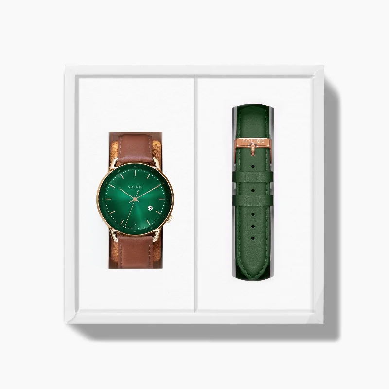 The Rainforest Curve Bundle | Green Dial - Rose Gold Case