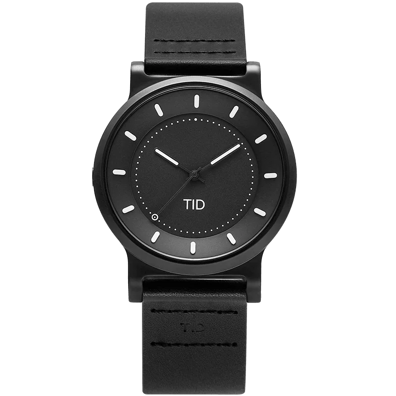 TID No.4 Watch for Men / 40mm Gun Metal Dial / Black Leather Strap