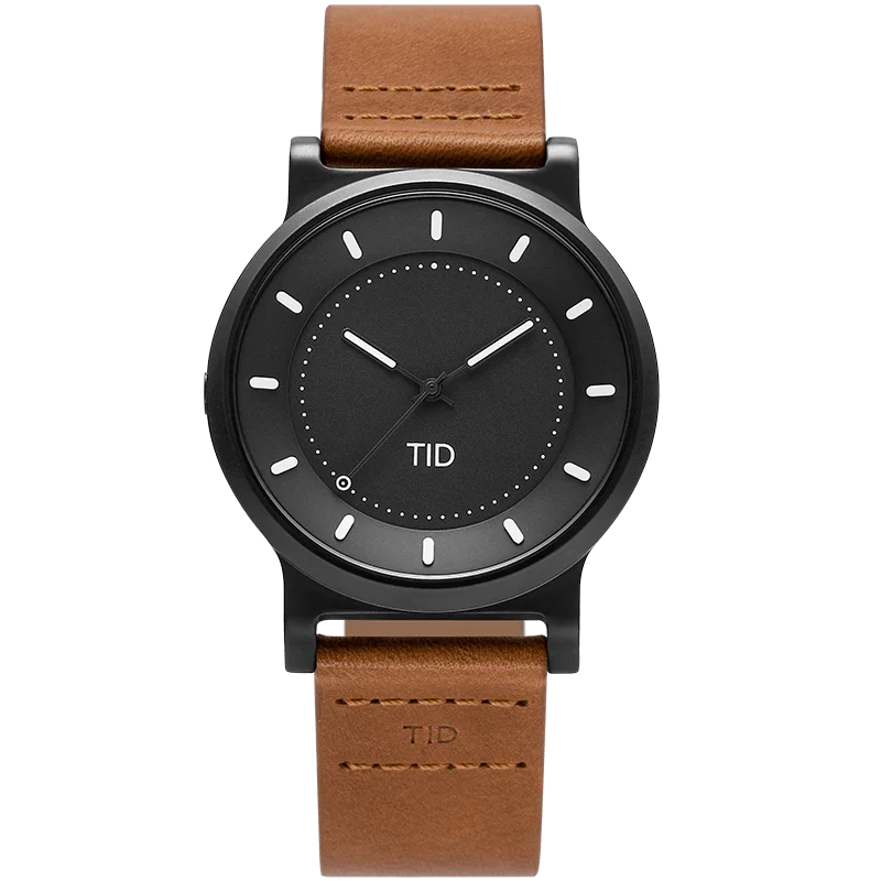 TID No.4 Watch for Men / 40mm Gun Metal Dial / Tan Leather Strap